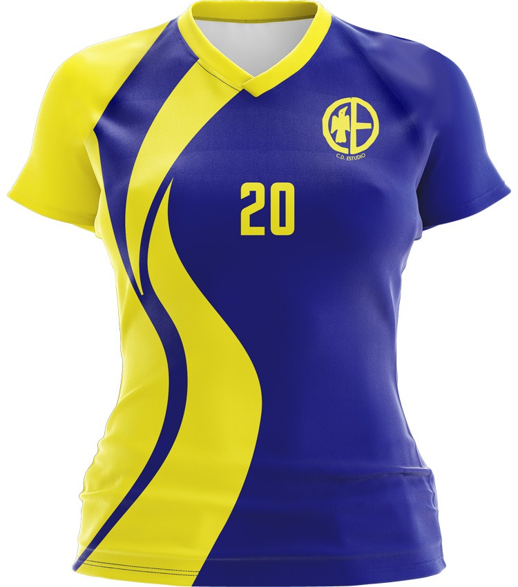 Camiseta voleibol mujer azul CD Estudio 23-24